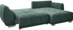 Ecksofa mit Bettfunktion und Bettkasten olive Microfaser B/H/T: ca. 288x78x179 cm