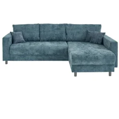 Ecksofa mit Bettfunktion und Bettkasten dunkelblau Microfaser B/H/T: ca. 252x89x195 cm