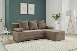 Ecksofa mit Bettfunktion und Bettkasten taupe Microfaser B/H/T: ca. 191x70x142 cm