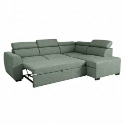 Ecksofa mit Bettfunktion und Bettkasten salbei Webstoff B/H/T: ca. 245x184x87 cm