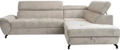 Ecksofa mit Bettfunktion und Bettkasten Greige Microfaser B/H/T: ca. 263x77x210 cm