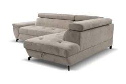 Ecksofa mit Bettfunktion und Bettkasten Greige Microfaser B/H/T: ca. 263x77x210 cm
