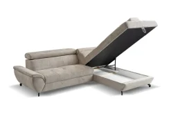 Ecksofa mit Bettfunktion und Bettkasten Greige Microfaser B/H/T: ca. 263x77x210 cm