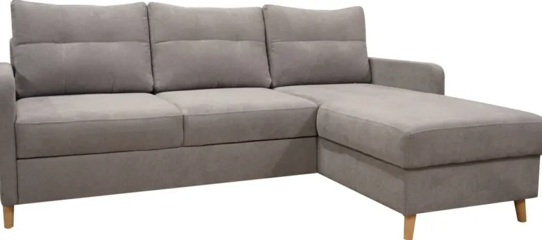 Ecksofa mit Bettfunktion und Bettkasten grau Webstoff B/H/T: ca. 217x93x159 cm
