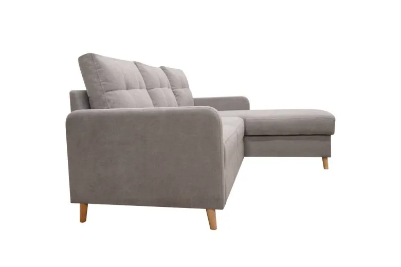 Ecksofa mit Bettfunktion und Bettkasten grau Webstoff B/H/T: ca. 217x93x159 cm