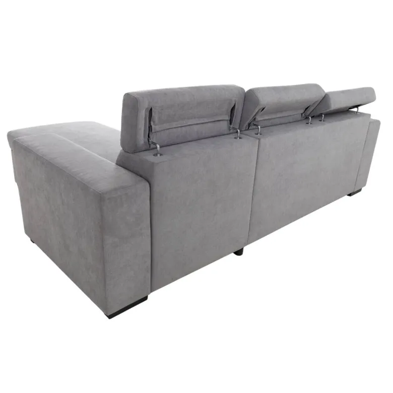 Ecksofa mit Bettfunktion und Bettkasten hellgrau Webstoff B/H/T: ca. 237x88x167 cm