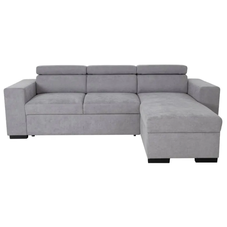 Ecksofa mit Bettfunktion und Bettkasten hellgrau Webstoff B/H/T: ca. 237x88x167 cm