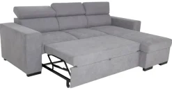 Ecksofa mit Bettfunktion und Bettkasten hellgrau Webstoff B/H/T: ca. 237x88x167 cm