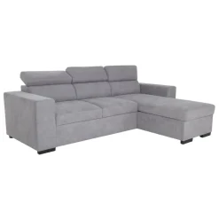 Ecksofa mit Bettfunktion und Bettkasten hellgrau Webstoff B/H/T: ca. 237x88x167 cm