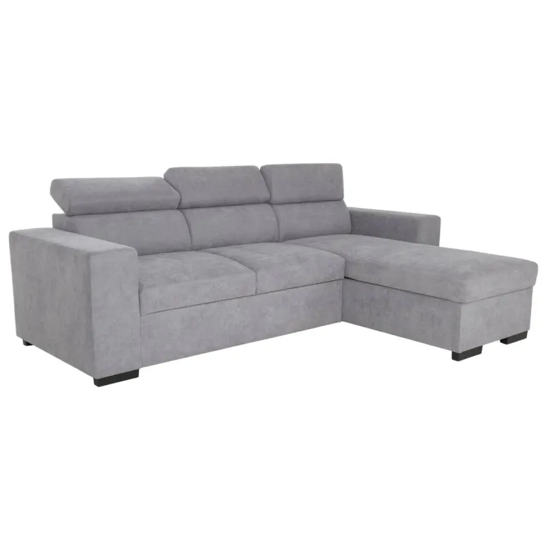 Ecksofa mit Bettfunktion und Bettkasten hellgrau Webstoff B/H/T: ca. 237x88x167 cm