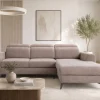 Ecksofa mit Bettfunktion und Bettkasten beige Microfaser B/T: ca. 264x191 cm
