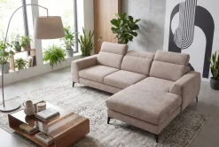 Ecksofa mit Bettfunktion und Bettkasten beige Microfaser B/T: ca. 264x191 cm
