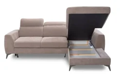 Ecksofa mit Bettfunktion und Bettkasten beige Microfaser B/T: ca. 264x191 cm