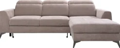 Ecksofa mit Bettfunktion und Bettkasten beige Microfaser B/T: ca. 264x191 cm