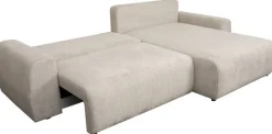 Ecksofa mit Bettfunktion und Bettkasten beige Microfaser B/H/T: ca. 293x88x172 cm