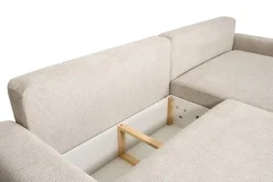 Ecksofa mit Bettfunktion und Bettkasten beige Microfaser B/H/T: ca. 293x88x172 cm