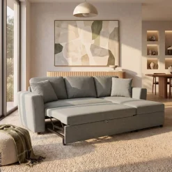 Ecksofa mit Bettfunktion und Bettkasten grün Webstoff B/H/T: ca. 234x86x144 cm