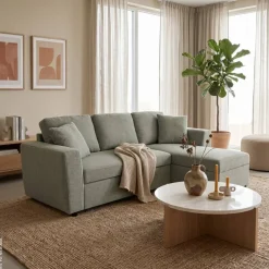 Ecksofa mit Bettfunktion und Bettkasten grün Webstoff B/H/T: ca. 234x86x144 cm