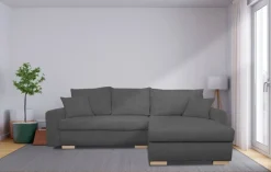 Ecksofa mit Bettfunktion und Bettkasten anthrazit Microfaser B/H/T: ca. 224,5x90x168 cm