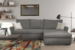 Ecksofa mit Bettfunktion und Bettkasten dunkelgrau Webstoff B/H/T: ca. 218x90x168 cm