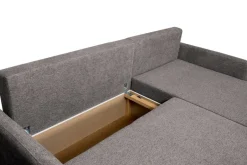 Ecksofa mit Bettfunktion und Bettkasten dunkelgrau Webstoff B/H/T: ca. 218x90x168 cm
