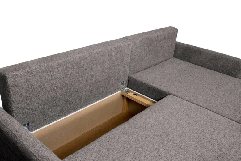 Ecksofa mit Bettfunktion und Bettkasten dunkelgrau Webstoff B/H/T: ca. 218x90x168 cm