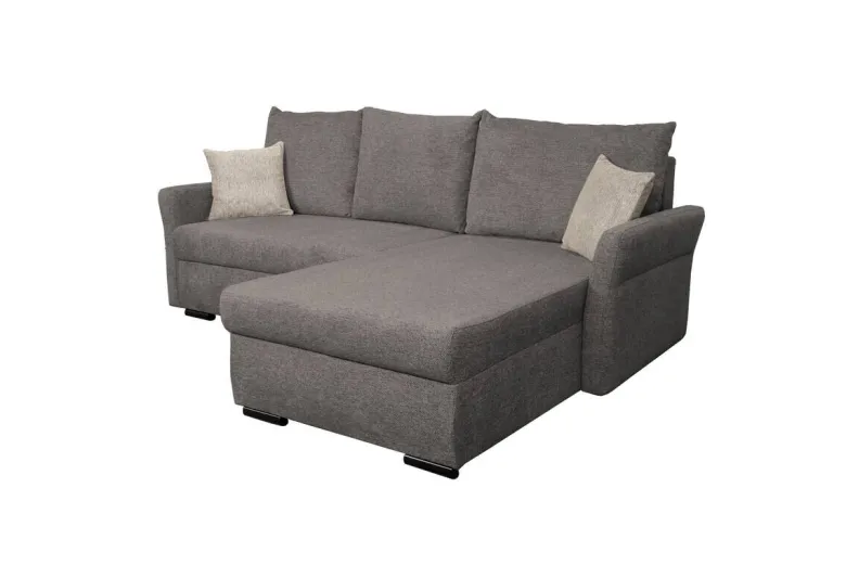 Ecksofa mit Bettfunktion und Bettkasten dunkelgrau Webstoff B/H/T: ca. 218x90x168 cm