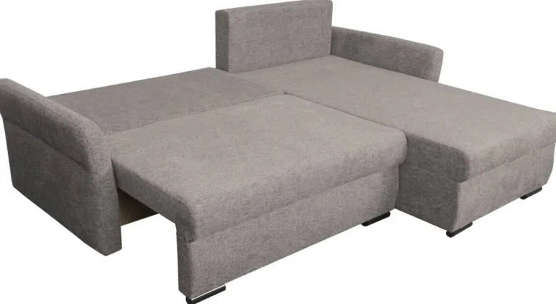 Ecksofa mit Bettfunktion und Bettkasten dunkelgrau Webstoff B/H/T: ca. 218x90x168 cm