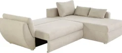 Ecksofa mit Bettfunktion und Bettkasten Greige Microfaser B/H/T: ca. 272x88x200 cm