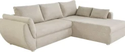 Ecksofa mit Bettfunktion und Bettkasten Greige Microfaser B/H/T: ca. 272x88x200 cm
