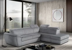 Ecksofa mit Bettfunktion und Bettkasten titanfarbig Flachgewebe B/H/T: ca. 280x108x235 cm
