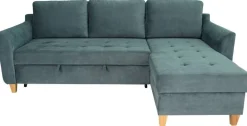 Ecksofa mit Bettfunktion und Bettkasten azur Microfaser B/H/T: ca. 231x86x150 cm