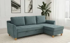 Ecksofa mit Bettfunktion und Bettkasten azur Microfaser B/H/T: ca. 231x86x150 cm