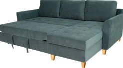 Ecksofa mit Bettfunktion und Bettkasten azur Microfaser B/H/T: ca. 231x86x150 cm