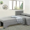 Ecksofa mit Bettfunktion und Bettkasten hellgrau Feinstruktur B/H/T: ca. 191x70x142 cm