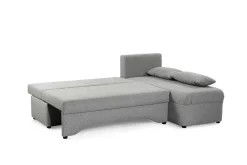 Ecksofa mit Bettfunktion und Bettkasten hellgrau Feinstruktur B/H/T: ca. 191x70x142 cm