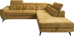 Ecksofa mit Bettfunktion und Bettkasten senf Microfaser B/H/T: ca. 274x82x231 cm
