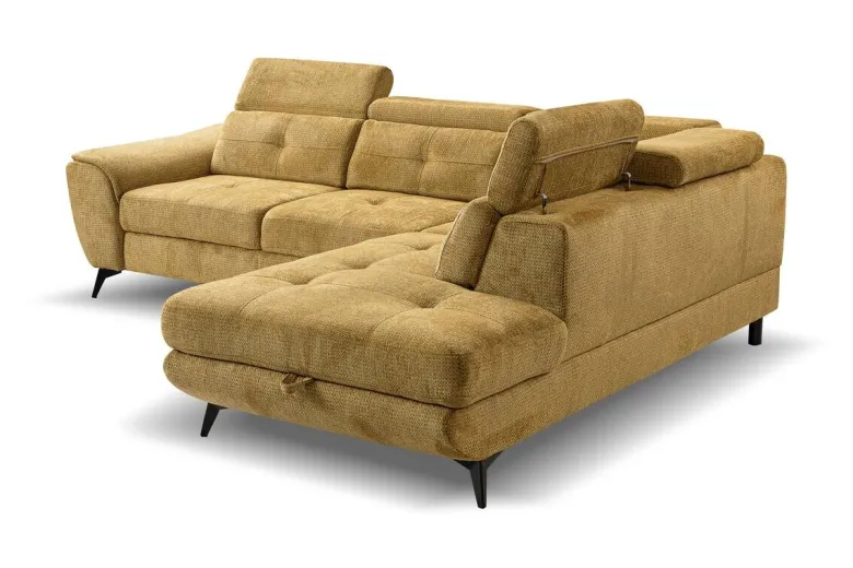 Ecksofa mit Bettfunktion und Bettkasten senf Microfaser B/H/T: ca. 274x82x231 cm