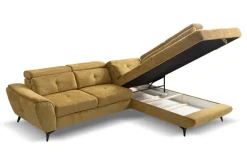 Ecksofa mit Bettfunktion und Bettkasten senf Microfaser B/H/T: ca. 274x82x231 cm
