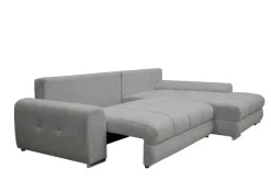 Ecksofa mit Bettfunktion und Bettkasten Lorenz hellgrau Microfaser B/H/T: ca. 284x74x180 cm