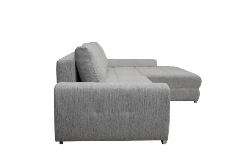 Ecksofa mit Bettfunktion und Bettkasten Lorenz hellgrau Microfaser B/H/T: ca. 284x74x180 cm