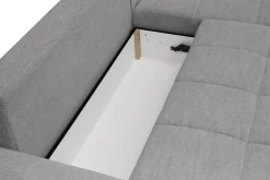 Ecksofa mit Bettfunktion und Bettkasten Lorenz hellgrau Microfaser B/H/T: ca. 284x74x180 cm
