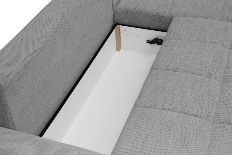 Ecksofa mit Bettfunktion und Bettkasten Lorenz hellgrau Microfaser B/H/T: ca. 284x74x180 cm