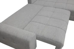 Ecksofa mit Bettfunktion und Bettkasten Lorenz hellgrau Microfaser B/H/T: ca. 284x74x180 cm