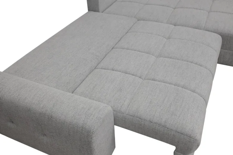 Ecksofa mit Bettfunktion und Bettkasten Lorenz hellgrau Microfaser B/H/T: ca. 284x74x180 cm