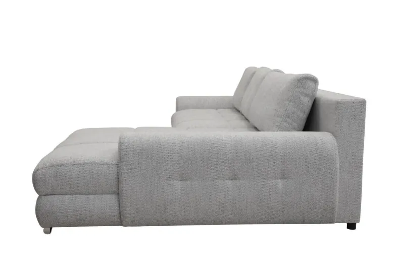 Ecksofa mit Bettfunktion und Bettkasten Lorenz hellgrau Microfaser B/H/T: ca. 284x74x180 cm
