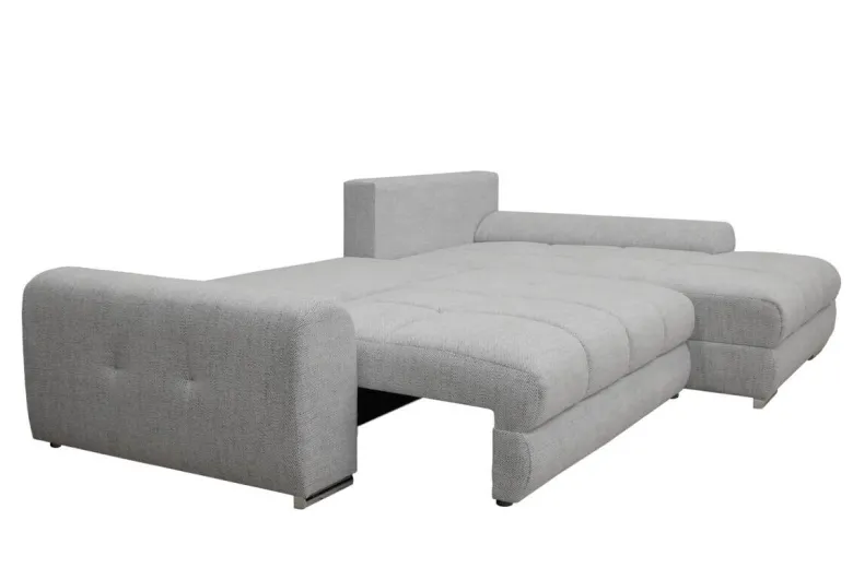 Ecksofa mit Bettfunktion und Bettkasten Lorenz hellgrau Microfaser B/H/T: ca. 284x74x180 cm
