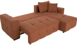 Ecksofa mit Bettfunktion und Bettkasten terracotta Webstoff B/H/T: ca. 247x83x162 cm