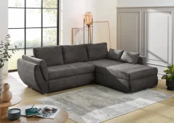 Ecksofa mit Bettfunktion und Bettkasten grau Microfaser B/H/T: ca. 272x88x200 cm