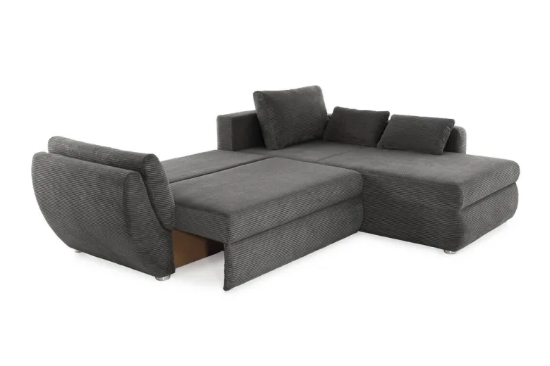 Ecksofa mit Bettfunktion und Bettkasten grau Microfaser B/H/T: ca. 272x88x200 cm